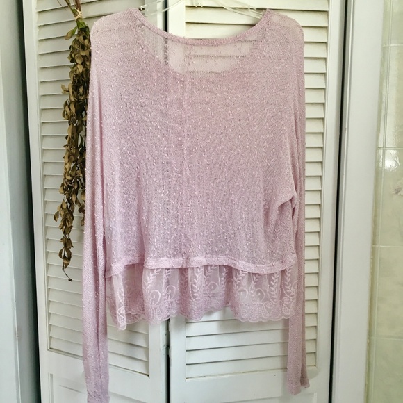 Oversized/Draping Loose Knit Sheer Lilac Sweater - Picture 6 of 8